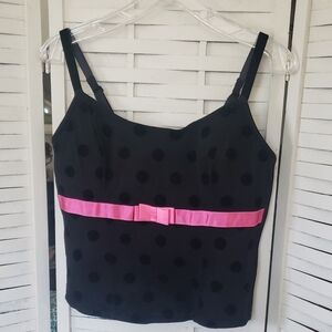 Cacique Black and Pink Polka Dot Women's Top Corset Size 18/20